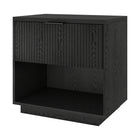Hudson&Canal - Table de chevet Karten 24" - Grain noir-La capacité des étagères supérieure et inférieure est de 50 lb, le tiroir peut contenir 10 lb