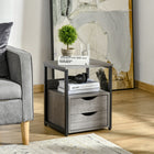 HOMCOM - Table de nuit avec 2 tiroirs - gris-Fabriqué en panneaux de particules durables et en métal robuste pour une fiabilité au quotidien 