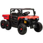 Qaba - Camion électrique pour enfants 24V 4WD avec 6 roues, 2 places et benne basculante - rouge-Puissant 4x4 24V avec batterie 7AH atteint 2,5–3,7 mph (4-6 km/h) pour s'amuser dans le jardin 