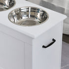 PawHut - Gamelles surélevées pour chien, distributeur de nourriture pour grands chiens avec rangement - blanc-Une gamelle surélevée peut réduire la tension sur le cou, le dos et les articulations des chiens 