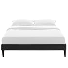 Modway - Tessie Vinyle Cadre de lit complet avec pieds carrés effilés, Noir-Glissements au pied sans marquer