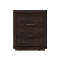 Manhattan Comfort - Table de nuit moderne Evelyn 20" à 3 tiroirs - Marron-Table de nuit moderne pour chambre et salon