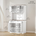 HOMCOM - Armoire de garde-manger 71 po avec espace pour micro-ondes et unité haute - blanc-Design moderne et épuré avec portes vitrées et portes shaker pour la décoration intérieure 
