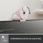 Logitech Brio 300 Webcam Full HD avec confidentialité, micro à réduction de bruit - Rose-Conçue pour les réunions: La Brio Webcam 300 est compatible avec la plupart des plateformes de vidéoconférence et certifiée pour Zoom, Microsoft Teams et Google Meet