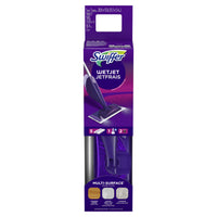 Swiffer - Trousse de depart de balai WetJet (1 balai vaporisateur, 5 coussins nettoyants, 1 solution nettoyante pour planchers)-Swiffer WetJet vous procure le pouvoir nettoyant d'une vadrouille et l'aspect pratique d'une lingette. Atteignez facilement les espaces restreints et nettoyez vos planchers en quelques minutes sans le côte fastidieux de la vadrouille et du seau