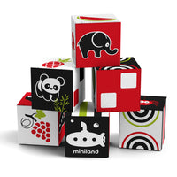 Miniland - MLE97313 Premiers Sens Ensemble de 6 Cubes-Lavable en machine
