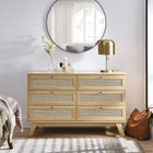 Modway - Soma 6 tiroirs Commode, Chêne-Tissage naturel en rotin