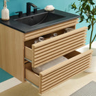 Modway - Render Fixation murale de 30" Vanette de salle de bain - Noir de chêne-MDF et panneau de particules