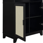 Manhattan Comfort - Sheridan 31,49 po Bibliothèque Armoire Style Mid-Century Moderne - Noir-Poignée verticale en bois massif avec finition peinte