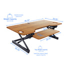Rocelco – Support de bureau haut de gamme DADR-46 à hauteur réglable, 46 po, avec portée verticale allongée, teck-Nouveau support clavier plus large pour accueillir des claviers ergonomiques et de jeu