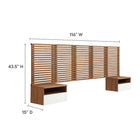 Modway - Render Ensemble 7 pièces : Tête de lit Queen murale et tables de chevet modernes - Noyer Blanc-Assemblée requise
