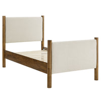 Modway - Maven Taille jumelle Tissu tapis Lit de plateforme, Noyer d’ivoire-Cadre de lit en bois