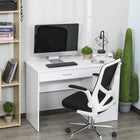 HOMCOM - Bureau d'ordinateur avec tiroirs de rangement - 43,25 po L x 19 po l x 29,75 po H - blanc-Deux tiroirs pratiques et un casier inclus offrent un espace de rangement ample
