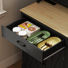 HOMCOM - Armoire 69 po avec station de charge - noir-La porte basculante peut contenir une poubelle de 10 gallons ou un panier à linge 