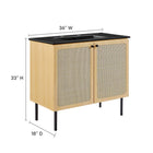 Modway - Chaucer 36" Vanette de salle de bain - Noir de chêne-Tablette réglable