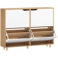 HOMCOM - Armoire à chaussures avec 4 tiroirs basculants - bois naturel-Peut contenir jusqu'à 16 paires de chaussures, gardant votre entrée propre et sans encombrement 