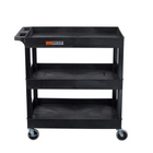 Luxor - Chariot utilitaire polyvalent à trois plateaux cuvettes Luxor TUFFY XL - 32" L x 18" P - noir-Chaque plateau possède un rebord de retenue de 2,5 pouces pour maintenir les articles en sécurité pendant le transport