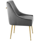 Modway - Discern Velours Performance Rembourré Chaise à manger - Gris-Acier inoxydable en or brossé