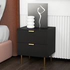 HOMCOM - Table de chevet, style moderne avec tiroir et étagère - noir-Les panneaux de tiroir cannelés renforcent l’élégance moderne et facilitent le nettoyage 