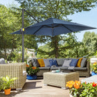 Outsunny - Parasol suspendu carré déporté 8 pi L x 8 pi l avec rotation à 360°, bleu foncé-La toile de 8 po x 8 po (245 x 245 cm) offre une ombre complète dans n'importe quel parc, jardin, terrasse, cour, plage, piscine ou autre espace extérieur  