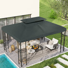 Outsunny - toit de rechange pour gazebo 13 pi L x 10 pi l, 2 niveaux, housse supérieure UV pour pavillon, jardin, terrasse extérieure, gris (seulement le dessus)-La toile pratique s'adapte à une structure de 13 po x 10 po