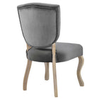 Modway - Array Français vintage Performance Velvet Fauteuil d’appoint de salle à manger - Gris-Pattes de sabre en bois usées