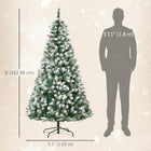 HOMCOM - Sapin de Noël artificiel non illuminé - floqué et articulé 1 - 8m-800 branches en plastique réalistes pour créer un aspect plus vrai que nature 