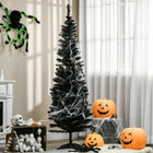 HOMCOM - Sapin de Noël artificiel 6' mince - décoration de fête - noir-Les branches en plastique réalistes donnent un aspect plein et luxuriant à l'arbre 