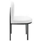 Modway - Isla Chenal Touffé Tissu rembourré Fauteuil d’appoint de salle à manger - Noir Blanc-Accents touffés de canal