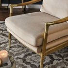 Modway - Langford Performance Velvet Fauteuil d’accent - Noyer d’amande-Accents de laiton charmants