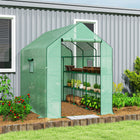 Outsunny - Serre de jardin à entrée directe avec 3 niveaux et 12 étagères, blanc-Bâche en plastique résistante aux UV pour un abri sûr permettant la croissance des plantes  
