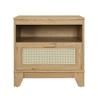 Manhattan Comfort - Table de nuit Sheridan 21,63" style mid-century moderne - Nature-Table de nuit moderne en rotin pour chambre et salon