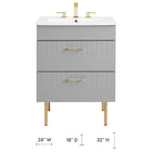 Modway - Daybreak 24" Armoire de toilette de salle de bain (lavabo non inclus) - Gris clair-Tiroirs à extension complète
