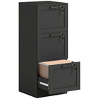 HOMCOM - Armoire de bureau verticale à 3 tiroirs - effet bois noir-Trois tiroirs offrent un grand espace de rangement tout en conservant un format compact 
