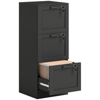 HOMCOM - Armoire de bureau verticale à 3 tiroirs - effet bois noir-Trois tiroirs offrent un grand espace de rangement tout en conservant un format compact 
