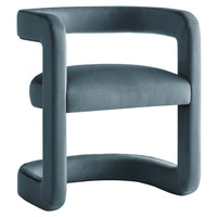 Modway - Winslow Tonneau Performance Velvet Chaise à manger - Cadet Blue-Fauteuil à manger en tonneau