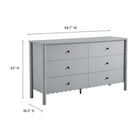 Modway - Emmeline 6 tiroirs festonnés Commode, Gris clair-Tiroirs à glissement complet