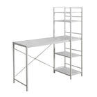 Monarch Specialties - 7165 Bureau 48 po L - Dessus Blanc/Metal Blanc-Ce bureau d'ordinateur compact et moderne de 48 pouces de long avec rangement latéral en finition stratifiée blanche est la solution idéale pour économiser de l'espace dans un bureau à domicile contemporain.