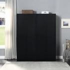 Manhattan Comfort - Ensemble de rangement moderne Hopkins 59,22 po 2 pièces, 14 étagères, noir-Conception de porte géométrique rectangulaire verticale avec poignées de tirage en métal noir