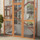 PawHut - Enclos extérieur pour chat avec 6 plateformes de saut - orange - 63,8 po L x 24,2 po l x 99,2 po H-Construit en bois de sapin robuste avec des angles métalliques en forme de L sécurisés 