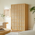 Modway - Aiko Grande armoire de rangement - 64 po - Chêne clair-Panneaux de porte tissés