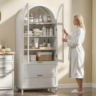 HOMCOM - Armoire de cuisine haute arquée 71 po - blanc-Le design polyvalent de rangement et d’exposition convient aux cuisines, salons ou salles à manger 