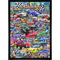 Auto Racing par Michel Fishel - Toile encadree - 22" x 31"-Impression d'art de haute qualité avec passe-partout et encadrement professionnel