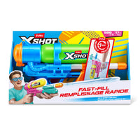 ZURU - Pistolet à eau XSHOT Water Fast Fill 80s Super Splash-REMPLISSAGE RAPIDE : Le système de remplissage rapide vous permet de remplir votre gourde en 1 seconde. Il suffit de la plonger, de la remplir et de la refermer grâce à la technologie de fermeture rapide XHOT. Un rechargement rapide permet aux enfants, aux préadolescents et aux adultes de profiter pleinement de leurs activités de plein air sans interruption