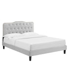 Modway - Amber Touffe Performance Velvet Lit de plateforme King, Gris clair-Poutre centrale renforcée et jambes de soutien