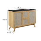 Modway - Soma 48" Meuble de salle de bain à double lavabo - Noir de chêne-Étagères ajustables