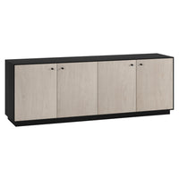 Hudson&Canal - Meuble TV rectangulaire Lillian pour téléviseurs jusqu'à 75 pouces, finition noir veiné/blanc aulne-Un design moderne et minimaliste pour votre bureau à domicile, votre chambre ou votre espace de vie
