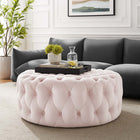 Modway - Amour Gros rond à boutons touffés Performance Velvet Ottoman - Rose-Rembourrage en velours polyester Performance