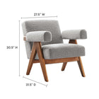 Modway - Lyra Tissu Boucle Fauteuil - Gris clair - Ensemble de 2-Coussins non amovibles