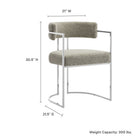Modway - Huron Dos courbé Tissu et métal Chaise d’accent pour salle à manger - Blé argenté-Siège et dossier rembourrés